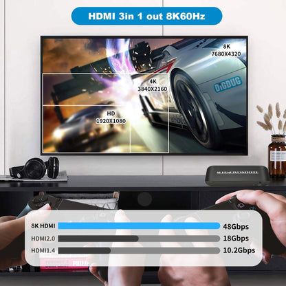 HDMI-коммутатор NK-H31 8K 3 в 1 для Xbox PS4 PS5 Roku UHD TV, монитора, проектора
