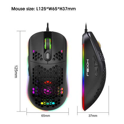 Проводная игровая мышь HXSJ X600 с 6 клавишами, RGB-подсветкой и возможностью программирования макросов