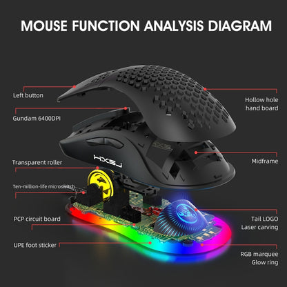 Проводная игровая мышь HXSJ X600 с 6 клавишами, RGB-подсветкой и возможностью программирования макросов