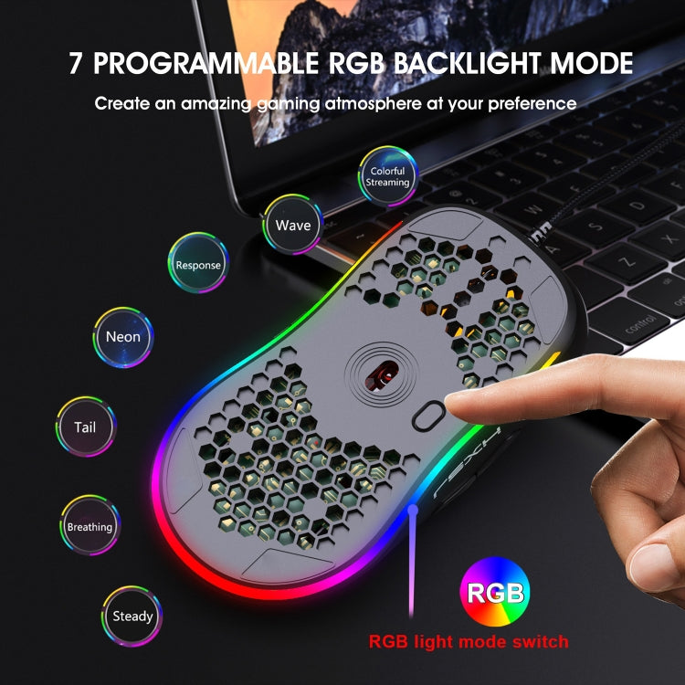 Проводная игровая мышь HXSJ X600 с 6 клавишами, RGB-подсветкой и возможностью программирования макросов