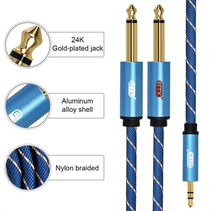 EMK 3.5mm Jack Male to 2 x 6.35mm Jack Male Gold Plated Connector Nylon Braid AUX Cable for Computer / X-BOX / PS3 / CD / DVD
