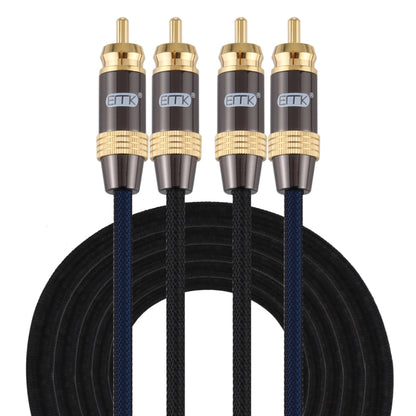 EMK 2 x RCA Male to 2 x RCA Male Gold Plated Connector Nylon Braid Coaxial Audio Cable for TV / Amplifier / Home Theater / DVD