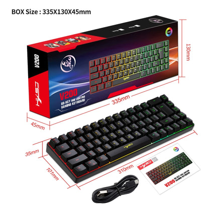 Проводная механическая клавиатура HXSJ V200 с RGB-подсветкой, 68 клавиш, длина кабеля: 1,7 м