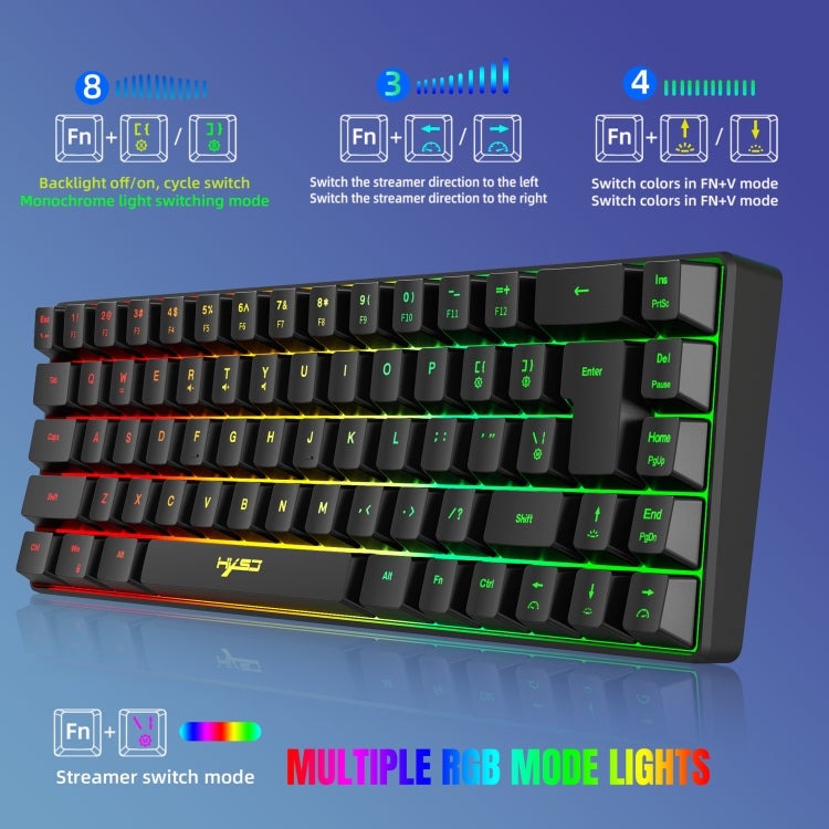 Проводная механическая клавиатура HXSJ V200 с RGB-подсветкой, 68 клавиш, длина кабеля: 1,7 м