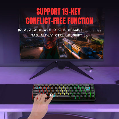 Проводная механическая клавиатура HXSJ V200 с RGB-подсветкой, 68 клавиш, длина кабеля: 1,7 м