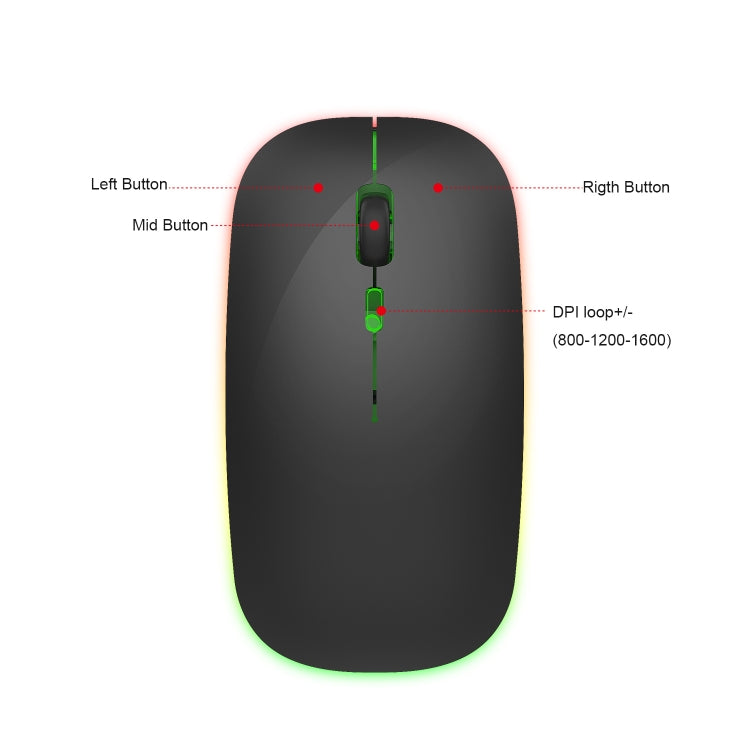HXSJ M40 2,4 ГГц 800, 1200, 1600 точек на дюйм, цветная беспроводная мышь с регулировкой третьей передачи, с зарядкой от USB
