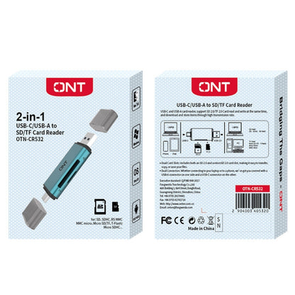 Onten CR532 2 in 1 USB-A / USB-C to SD2.0 / TF2.0 USB Card Reader