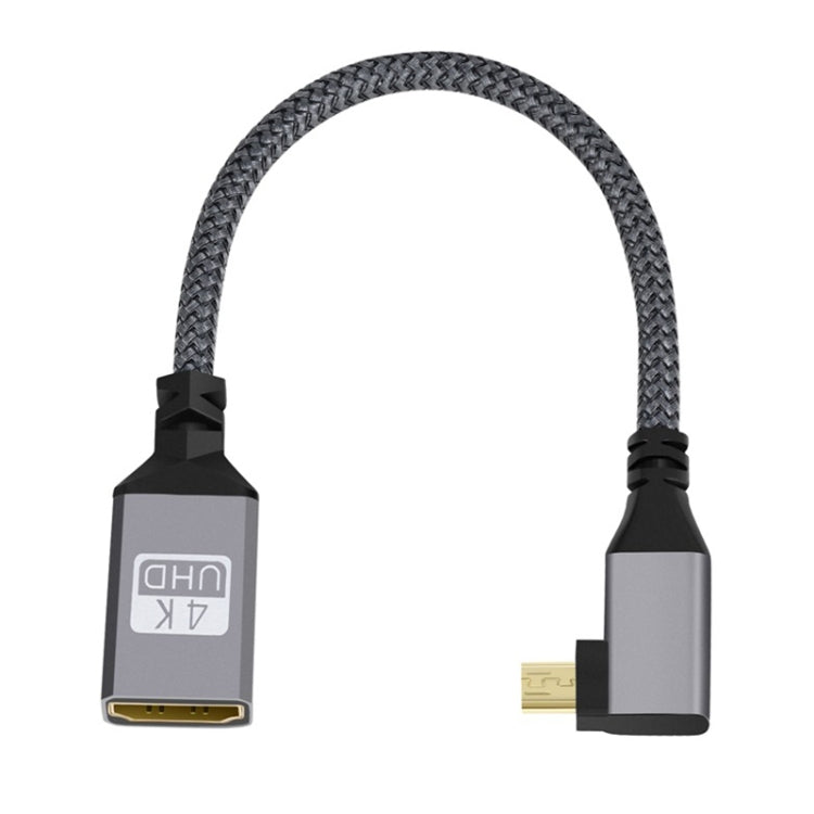 Micro HDMI vīriešu elkonis uz HDMI sieviešu 4K UHD 18Gbps savienojuma kabelis