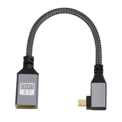 Micro HDMI vīriešu elkonis uz HDMI sieviešu 4K UHD 18Gbps savienojuma kabelis