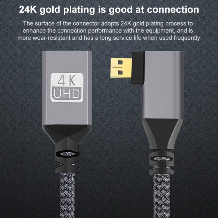 Micro HDMI vīriešu elkonis uz HDMI sieviešu 4K UHD 18Gbps savienojuma kabelis