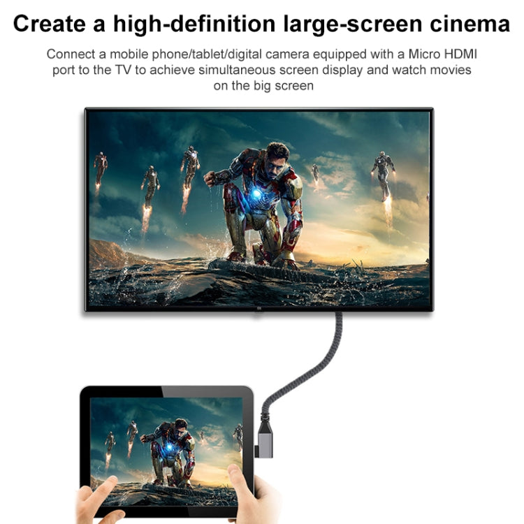 Micro HDMI vīriešu elkonis uz HDMI sieviešu 4K UHD 18Gbps savienojuma kabelis
