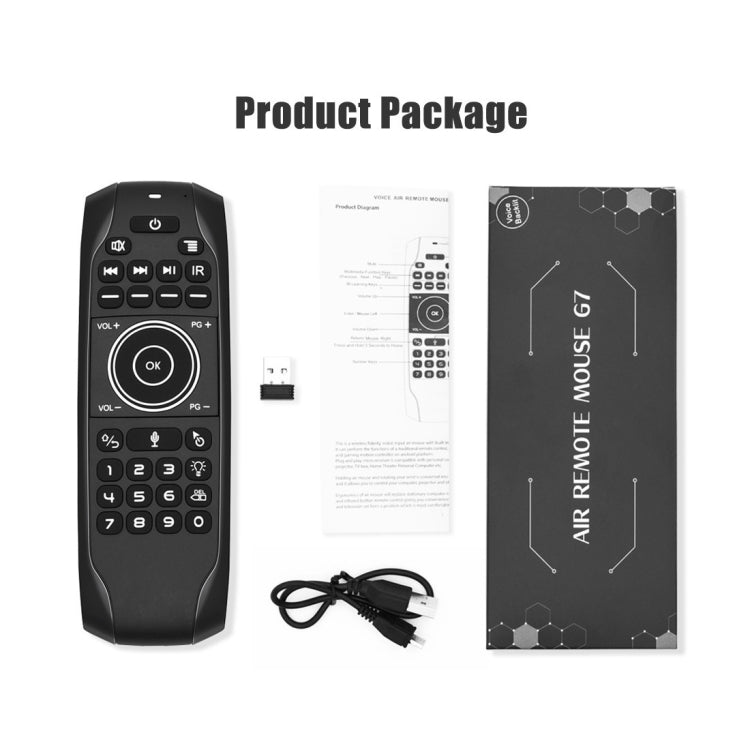 Беспроводная клавиатура G7V Pro 2,4 ГГц Fly Air Mouse со светодиодной подсветкой, пультом дистанционного управления и гироскопом для Android TV Box/ПК, поддержка интеллектуального голосового управления