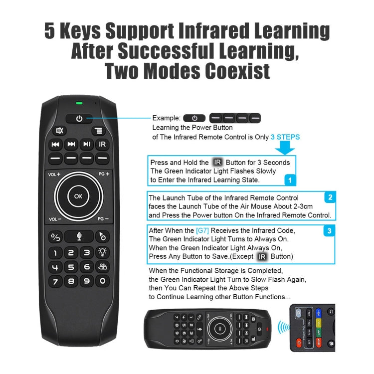 Беспроводная клавиатура G7V Pro 2,4 ГГц Fly Air Mouse со светодиодной подсветкой, пультом дистанционного управления и гироскопом для Android TV Box/ПК, поддержка интеллектуального голосового управления