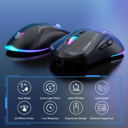 ONIKUMA CW917 RGB 4800DPI divu režīmu vadu + 2,4 GHz bezvadu pele