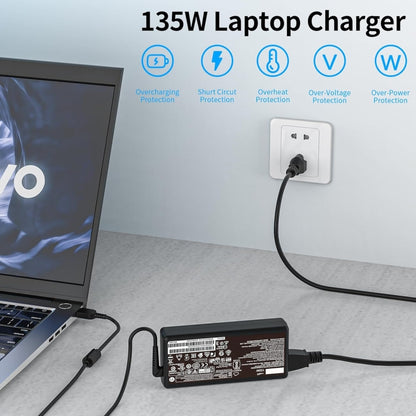 135W 20V 6.75A Laptop Notebook Power Adapter with Big Square USB Port For Lenovo Thinkpad / ThinkBook / Xiaoxin