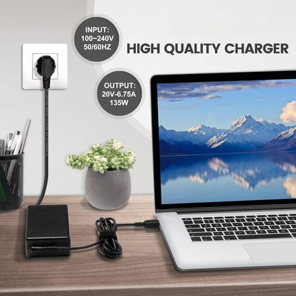 135W 20V 6.75A Laptop Notebook Power Adapter with Big Square USB Port For Lenovo Thinkpad / ThinkBook / Xiaoxin