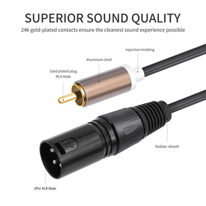 2 RCA vīriešu un 2 XLR vīriešu audio balansēšanas kabelis