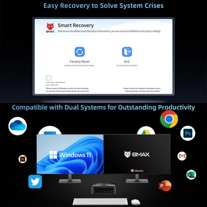 BMAX B9 Power Windows 11 Mini PC, Intel Core i9-12900H, atbalsta 3 monitoru izvadi