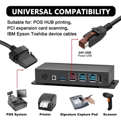 24V Powered USB to 8 Pin Stecker Data Cable for Printers POS Systems