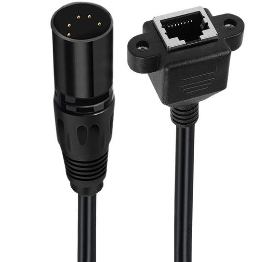 XLR 5 kontaktu vīriešu un RJ45 sieviešu audio kabelis, garums: 30 cm