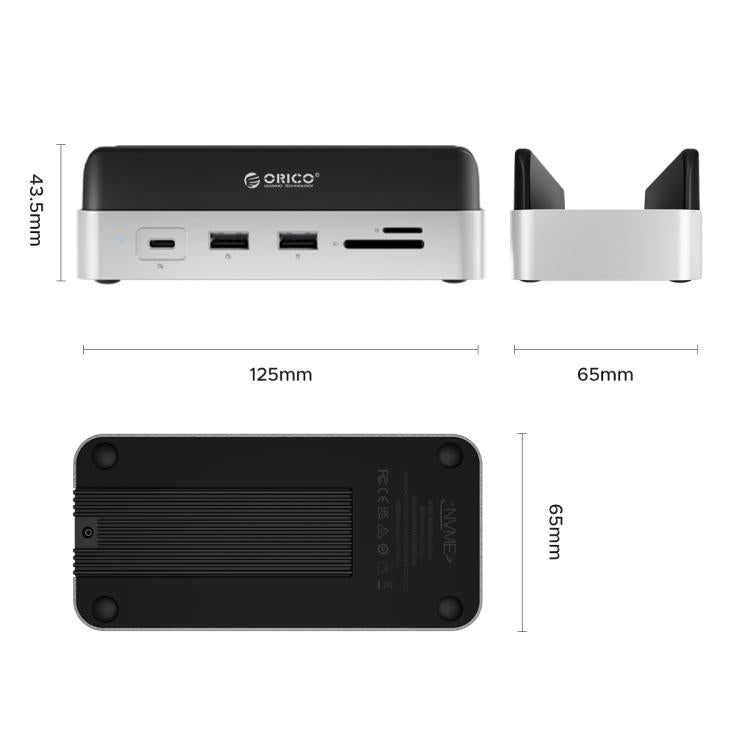 ORICO VS10 Mini Dock — многофункциональный настольный держатель для Mac Mini 2024, без памяти