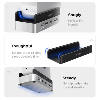 ORICO VS10 Mini Dock — многофункциональный настольный держатель для Mac Mini 2024, без памяти