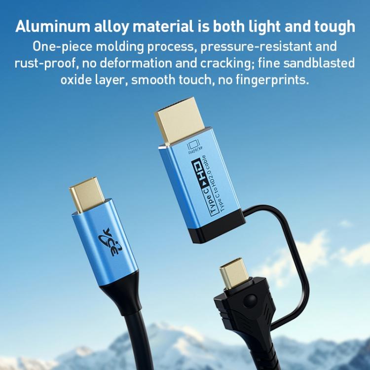 YCE-V292 Кабель-адаптер 2 в 1 Type-C — Type-C и HDMI 2.0