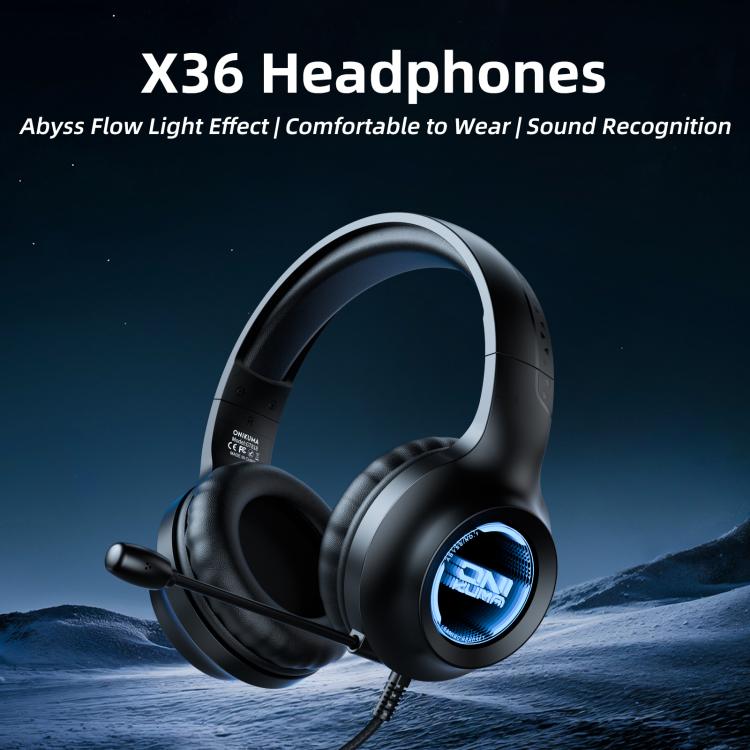 ONIKUMA X36 Abyss lampas efekta 40 mm pielāgotas piedziņas ierīces spēļu austiņas
