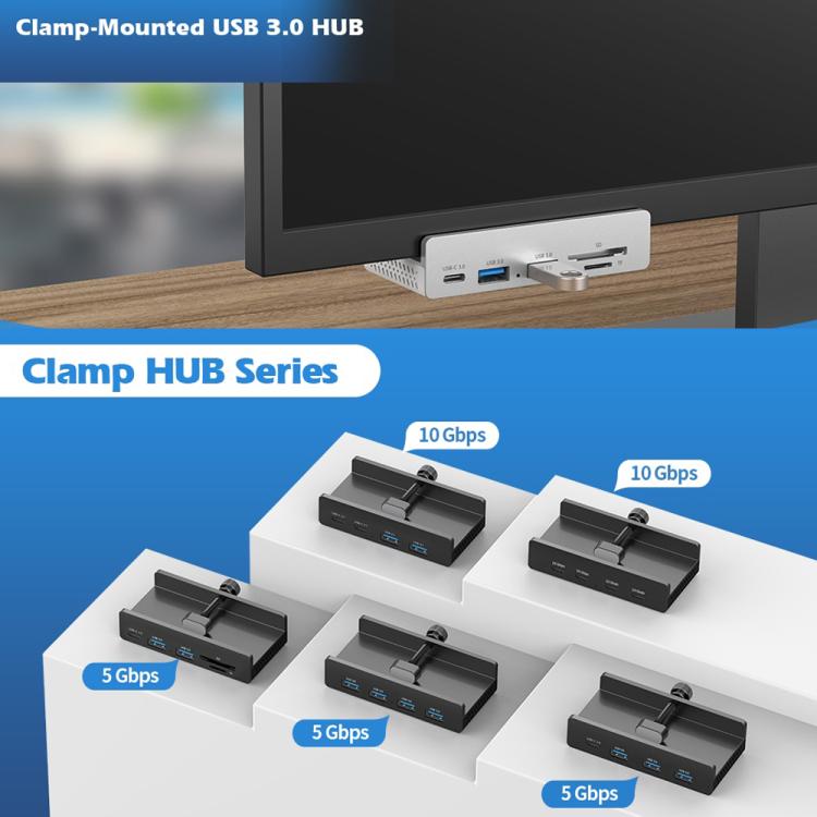 HCL-3A1C-Pro Aluminum Alloy 3xUSB and Type-C Clamp Hub