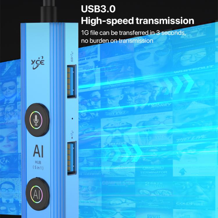YCE V295A 5 in 1 USB3.0 HUB Adapter AI Docking Station