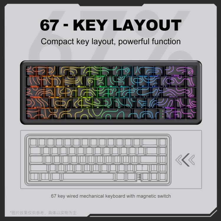 ONIKUMA G67 67-клавишная проводная механическая игровая клавиатура с RGB-подсветкой и магнитной осью
