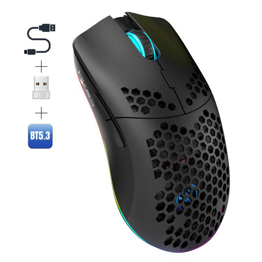 Проводная мышь HXSJ T66 с тремя режимами работы, 2.4G BT5.3, беспроводная, RGB, перезаряжаемая