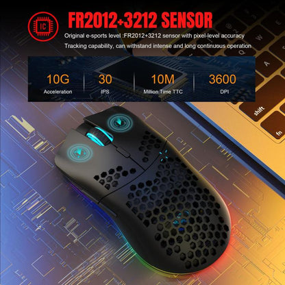 Проводная мышь HXSJ T66 с тремя режимами работы, 2.4G BT5.3, беспроводная, RGB, перезаряжаемая