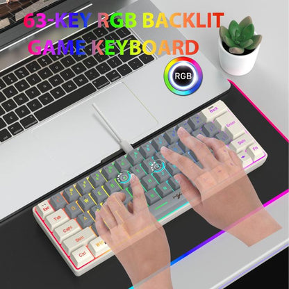 Проводная клавиатура HXSJ V400 с RGB-подсветкой и цветопередачей, мембранная, 63 клавиши, длина кабеля: 1,7 м