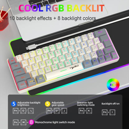 Проводная клавиатура HXSJ V400 с RGB-подсветкой и цветопередачей, мембранная, 63 клавиши, длина кабеля: 1,7 м