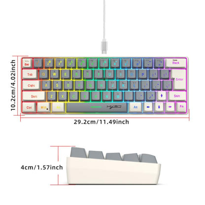 Проводная клавиатура HXSJ V400 с RGB-подсветкой и цветопередачей, мембранная, 63 клавиши, длина кабеля: 1,7 м