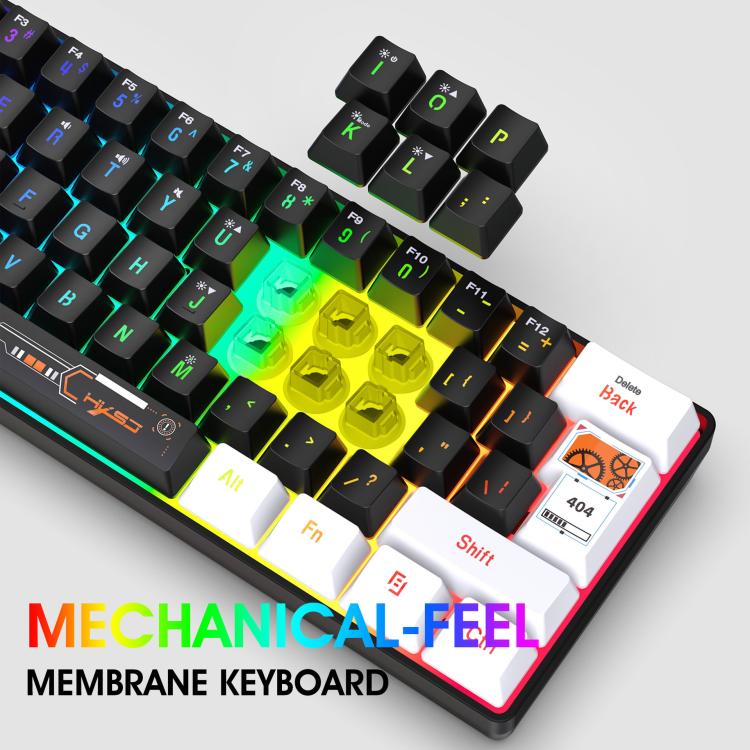 HXSJ V700WB Wired RGB Backlit Membrane Keyboard 61 Key Caps, Cable Length: 1.7m