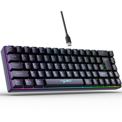 Проводная механическая клавиатура HXSJ V200 с RGB-подсветкой, русская версия, 68 клавиш, длина кабеля: 1,7 м