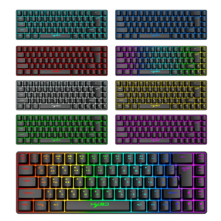 Проводная механическая клавиатура HXSJ V200 с RGB-подсветкой, русская версия, 68 клавиш, длина кабеля: 1,7 м