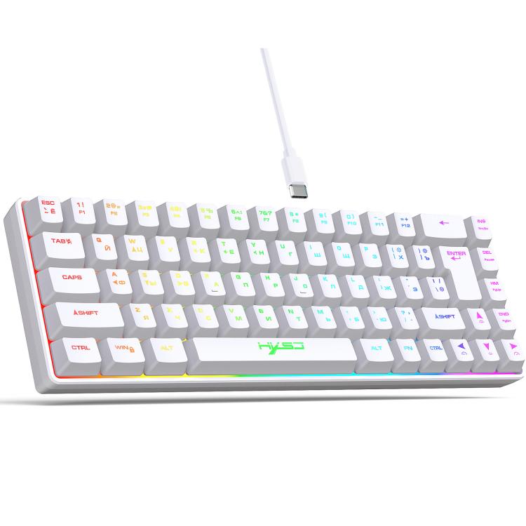 Проводная механическая клавиатура HXSJ V200 с RGB-подсветкой, русская версия, 68 клавиш, длина кабеля: 1,7 м