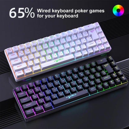 Проводная механическая клавиатура HXSJ V200 с RGB-подсветкой, русская версия, 68 клавиш, длина кабеля: 1,7 м