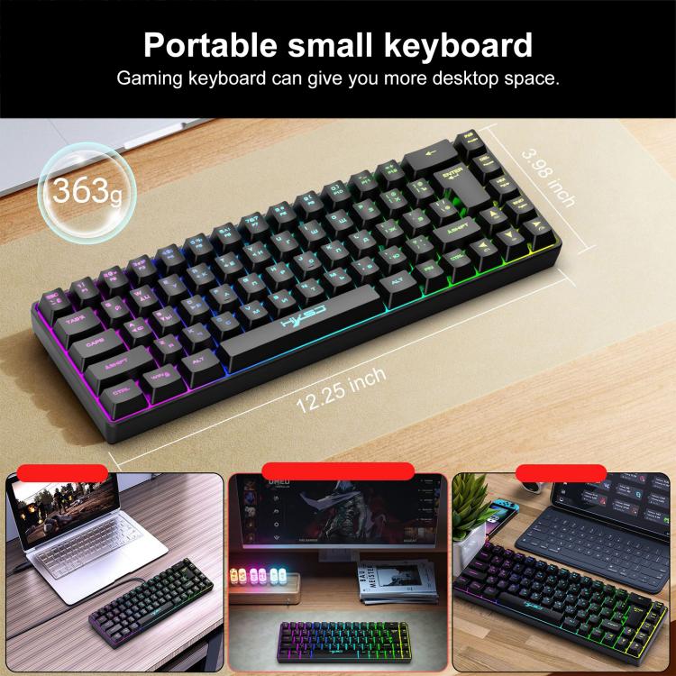 Проводная механическая клавиатура HXSJ V200 с RGB-подсветкой, русская версия, 68 клавиш, длина кабеля: 1,7 м