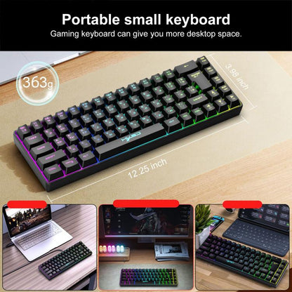 Проводная механическая клавиатура HXSJ V200 с RGB-подсветкой, русская версия, 68 клавиш, длина кабеля: 1,7 м