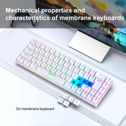 Проводная механическая клавиатура HXSJ V200 с RGB-подсветкой, русская версия, 68 клавиш, длина кабеля: 1,7 м