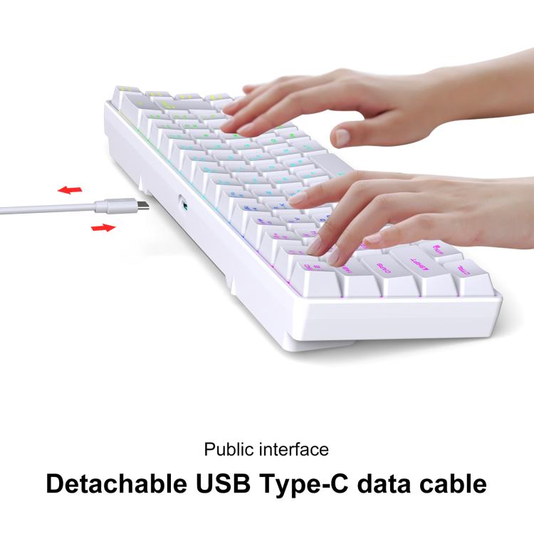 Проводная механическая клавиатура HXSJ V200 с RGB-подсветкой, русская версия, 68 клавиш, длина кабеля: 1,7 м