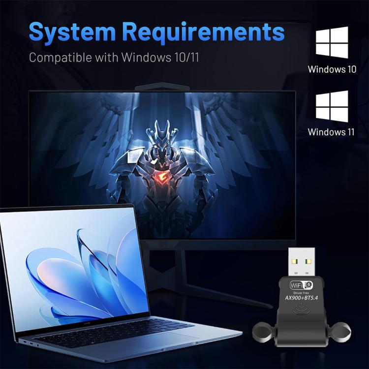 Внешний сетевой USB-адаптер RE-902 с двумя антеннами Bluetooth WiFi 2 в 1 для компьютера без драйверов