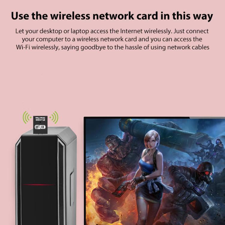 Сетевой USB-адаптер RE-905 со встроенной антенной Bluetooth WiFi 2 в 1 для компьютера без драйверов