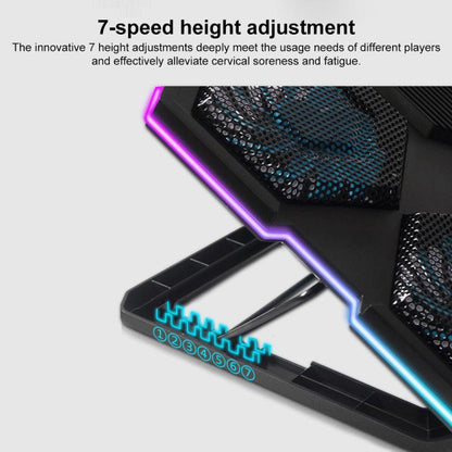 NUOXI YL-021 6-Fans RGB Light Laptop Radiator Adjustable Cooling Holder