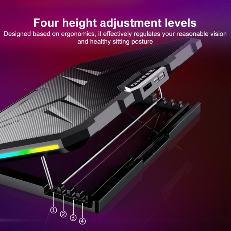 Бесшумный кулер для ноутбука NUOXI YL-019 с RGB-подсветкой и двумя турбинами
