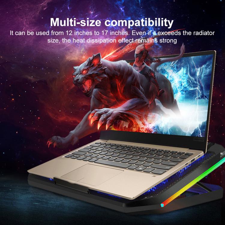 Бесшумный кулер для ноутбука NUOXI YL-019 с RGB-подсветкой и двумя турбинами